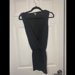 Aerie XS deep plunge romper black with pockets